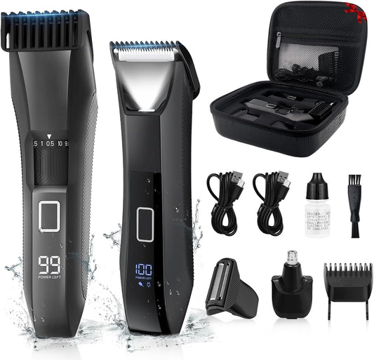 Manscape Beard Trimmer for Men, Groin & Body Hair Trimmer, Ball Shaver, Nose Hair Clippers, All-in-One IPX7 Waterproof Men's Wet/Dry Groomer Kit, Rechargeable with Travel Case, LED Display