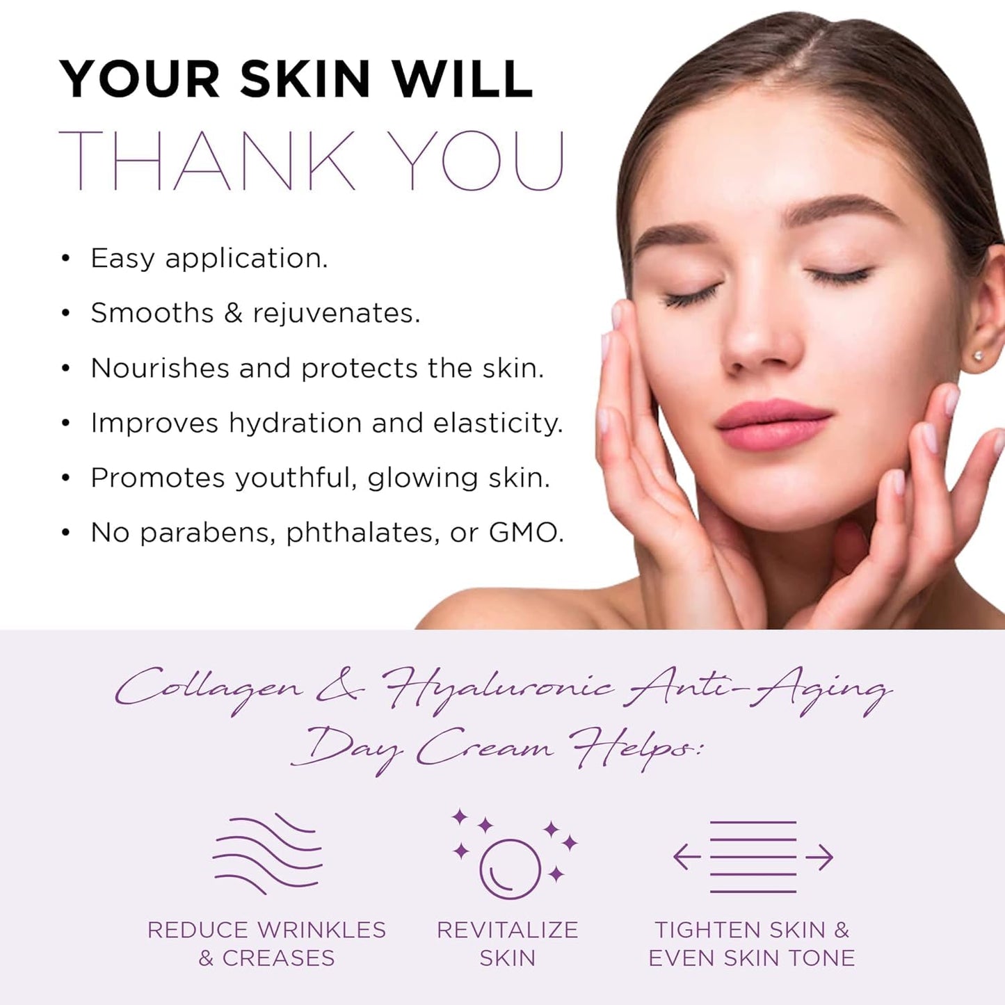 Azure Cosmetics Collagen & Hyaluronic Acid Face Moisturizer - Dermatologist Tested, Anti-Aging Cream for Fine Lines & Wrinkles - Ultra Hydrating Face Cream - Korean Skin Care - All Skin Type - 1.69 oz
