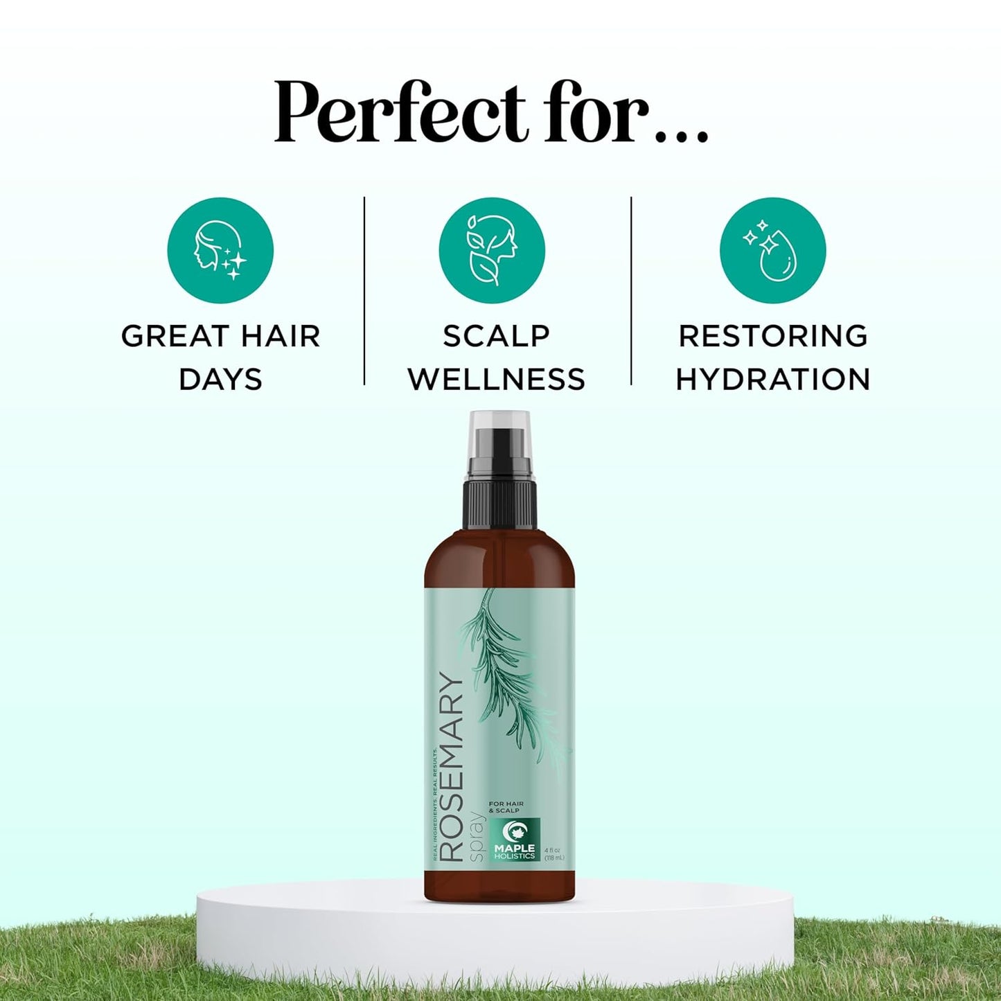 Rosemary Water Spray for Hair & Scalp - Biotin Rosemary Rice Water Spray with Nourishing B Vitamins Ginseng Extract and Peppermint Oil - Dry Hair & Scalp Treatment - Vegan & Cruelty-Free (4 Fl Oz)
