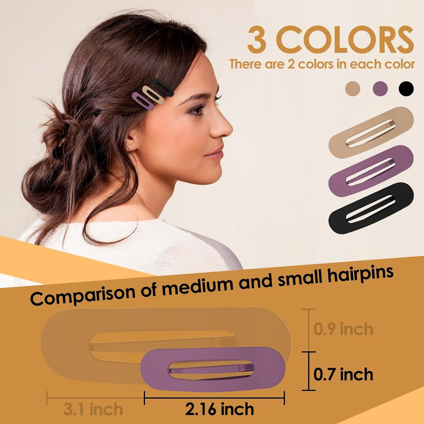 Small Flat Hair Clips for Women Lay Down Clips for Thin Hair Accessories 2.16 Inch 6pack