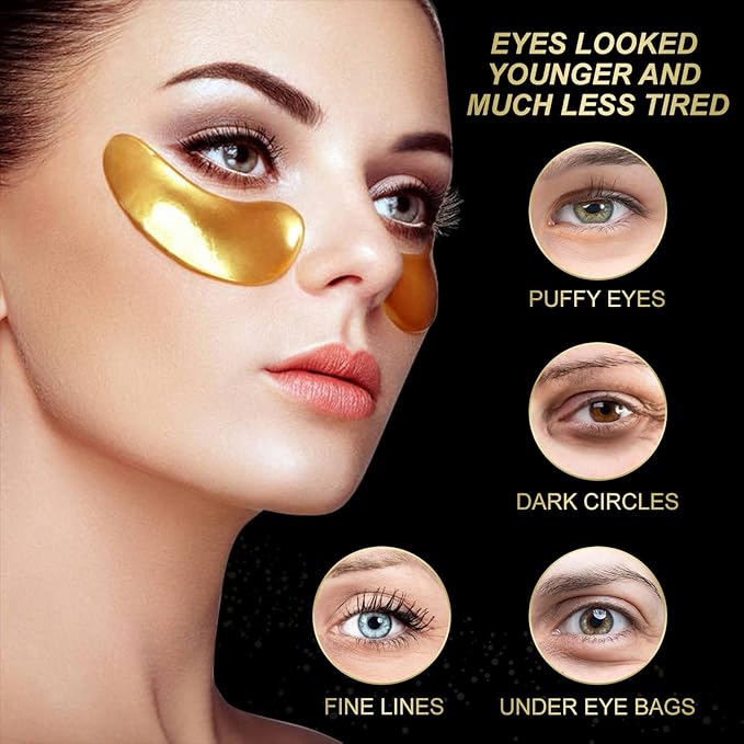 Under Eye Mask,20 pairs 24K Collagen Eye Pads,Under Eye Patches Skincare for Anti Aging,Anti Wrinkle,Reducing Eye Puffiness,Dark Circles