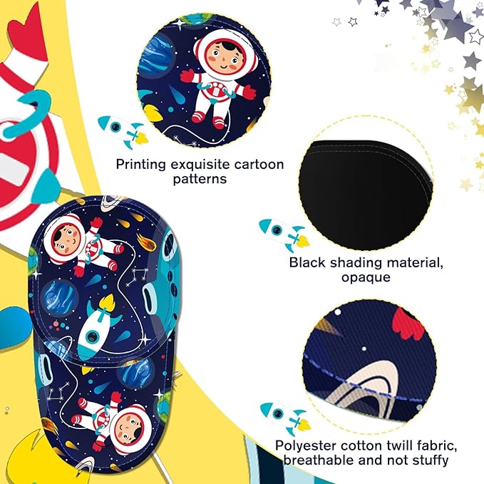 Newcotte 12 Pcs Eye Patch for Kids Toddler Reusable Adjustable Girls Boys Eyepatch for Glasses Left or Right Eye Patch, Assorted Patterns(Fresh)