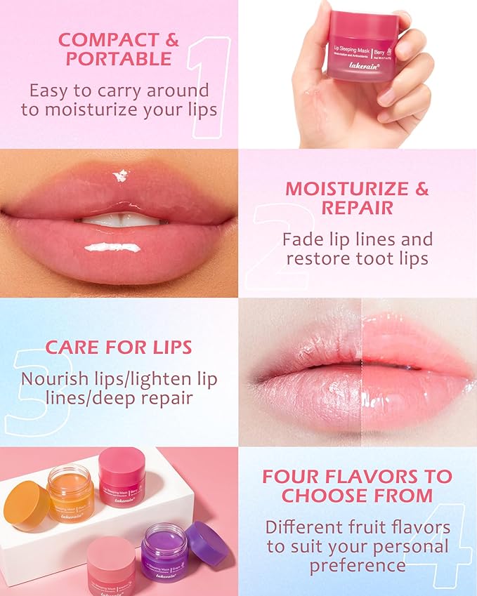 Sleeping Lip Mask, Overnight Hydrating & Prevention Dry and Cracked Lips Scrubs Exfoliator & Moisturizer, Ultra-Nourishing Lip Sleeping Mask with Wand, Lip Care Therapy Treatment for Women-04#Grape