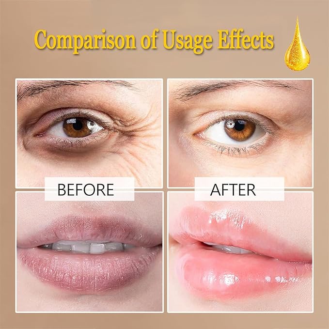 30 Pairs Lip Mask & Eye Mask, 24K Gold Gel Collagen Eye Pads for Puffy Eyes, Effectively Moisturizing the Lip & Eye Skin, Under Eye Patches for Dark Circles, Eye Bags, Wrinkles and Fine Lines