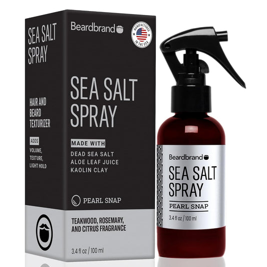 Beardbrand Sea Salt Spray for Men – Texturizing Hair Mist with Pearl Snap Scent | Adds Volume & Natural Matte Finish | Beach Waves, Lightweight Hold – 3.4 oz