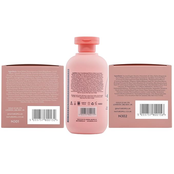 Nature Spell Tone & Tighten Skin Firming Gift Set – Body Wash, Sugar Body Scrub, & Body Cream - Skin-Firming Trio Infused with Hyaluronic Acid, Ginseng Extract & Plant Collagen