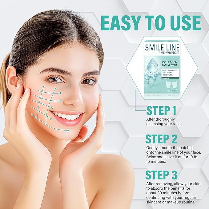 Smile Line Patches, 16pcs Anti-Wrinkle Facial Tapes, Smooth Fine Lines & Wrinkles, Gentle Face Lifting Stickers, Laugh Line Masks for a Youthful Smile