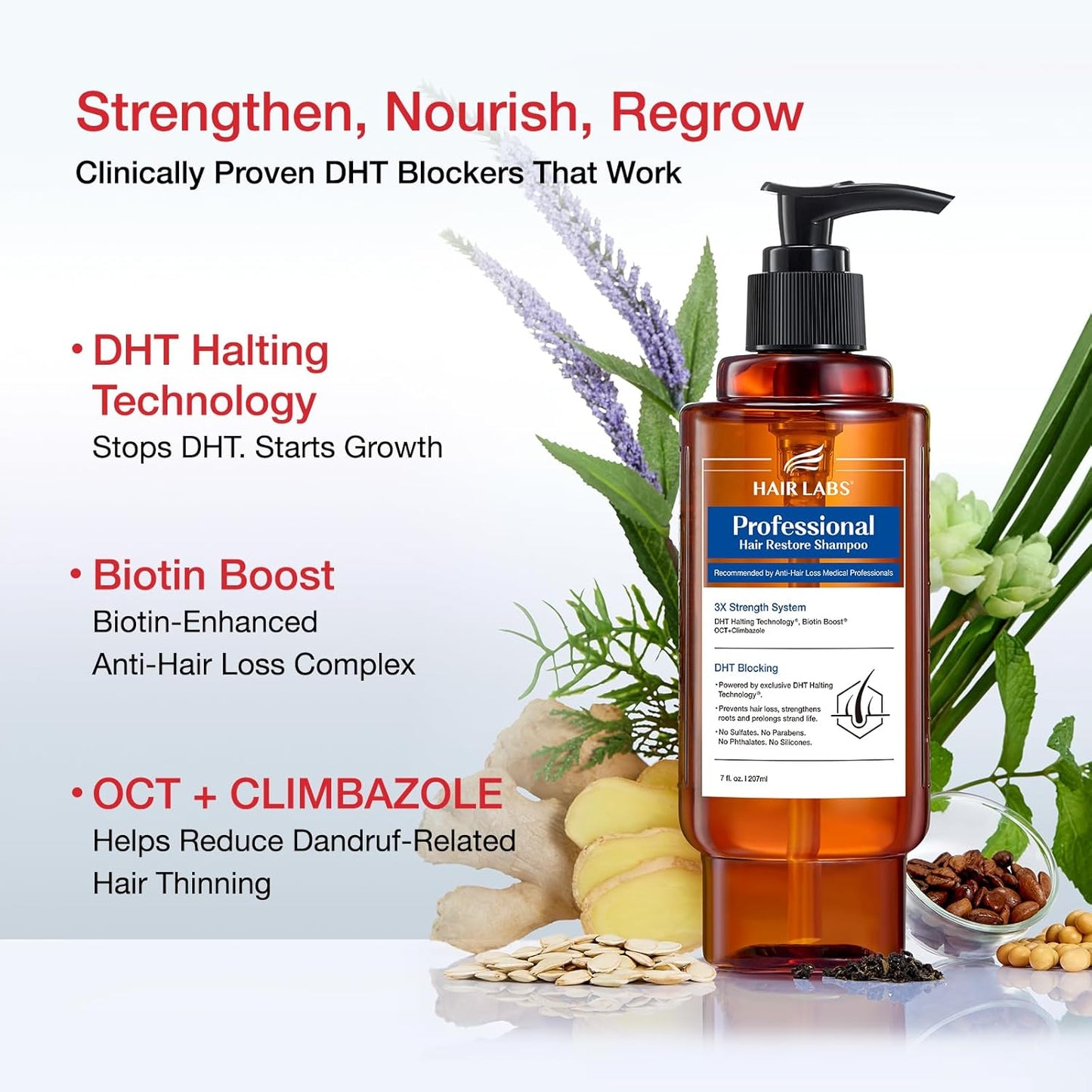 Professional Strength Hair Restore Shampoo, 7 Fl Oz Extra Potent Hair Loss Shampoo for Women & Men, Hair Regrowth Strengthening Biotin Boost Nourishes Scalp and Stimulates Growth