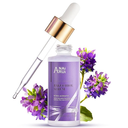 ANAI RUI Bakuchiol Face Serum, Bakuchiol Retinol Alternative Serum,Smoothing Face Serum with Hyaluronic Acid & Peptide Sensitive Skin Serum, Anti Aging, Smoothing & Wrinkle Serum, 1.69Fl.Oz 50ML