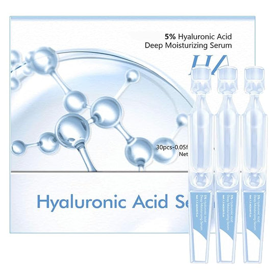 5% Hyaluronic Acid Serum For Face, Ultra Hydrating Vials 4D Hyaluronic Acid Tubes, Anti-Aging Serum For Women Moisturizing, Plumping, Nature Perfection Skin Rejuvenate Face Serums, Single-Use, 30PCS