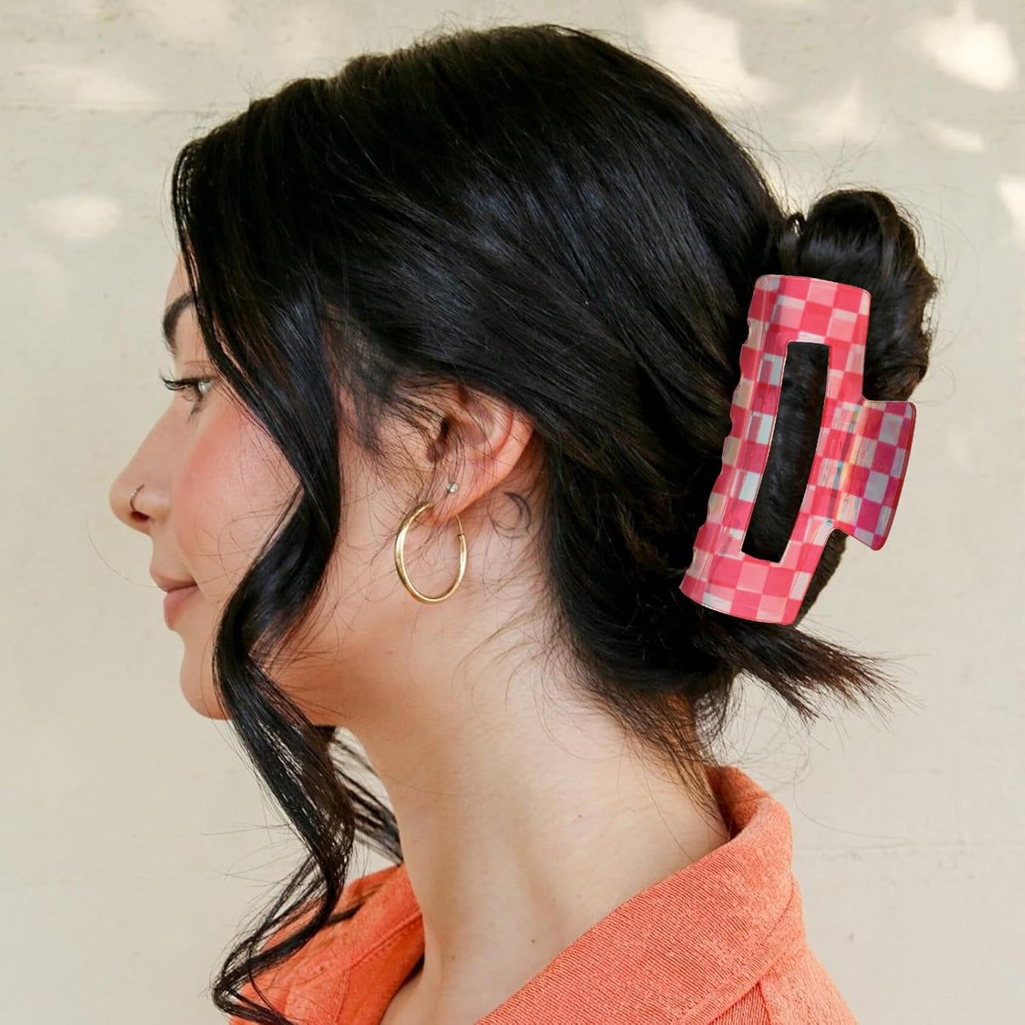 6Pcs Checkered Claw Clips for Women Multicolored Rectangle Hair Clip Strong Hold Claw Y2K Hair Accessories for Thin Thick Hair