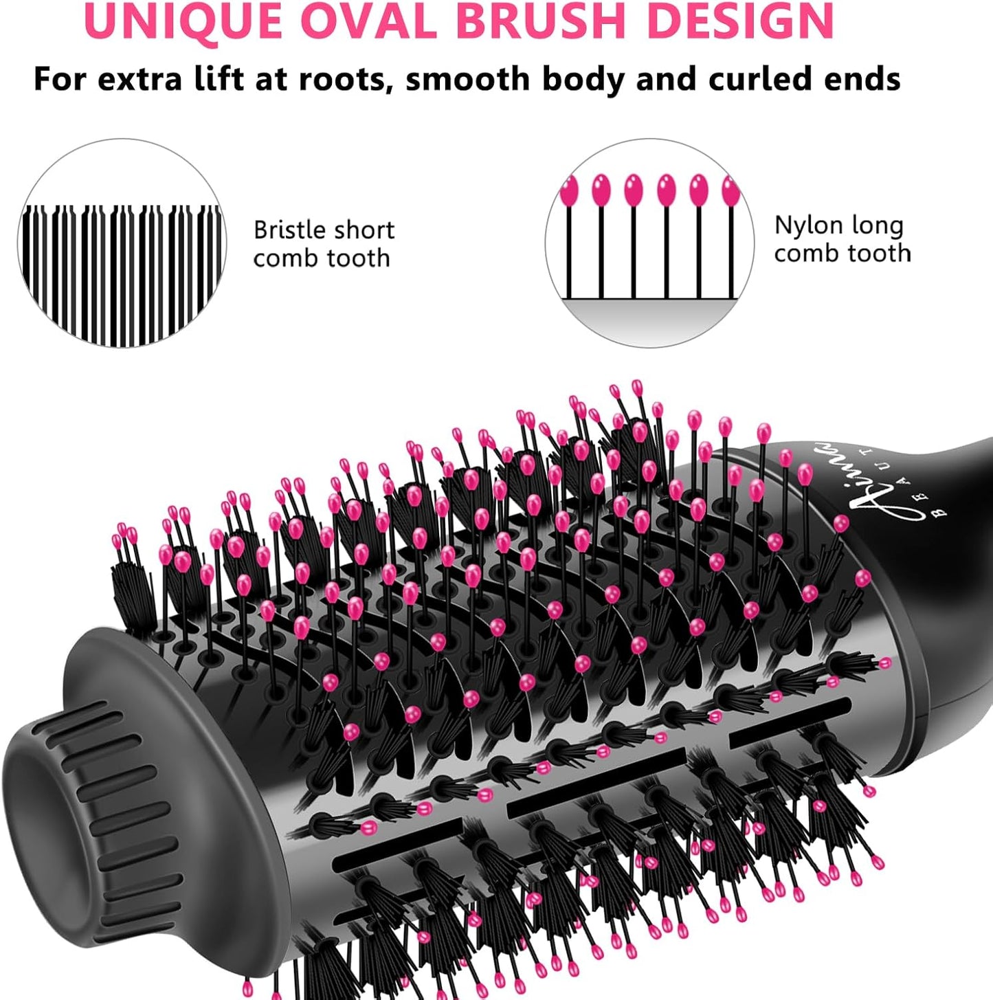 Aima Beauty One-Step Volumizer Hair Dryer Brush, 4-in-1 Upgrade Hot Air Brush for Less Frizz, More Shine, Oval Brush for Blowout, Black Red