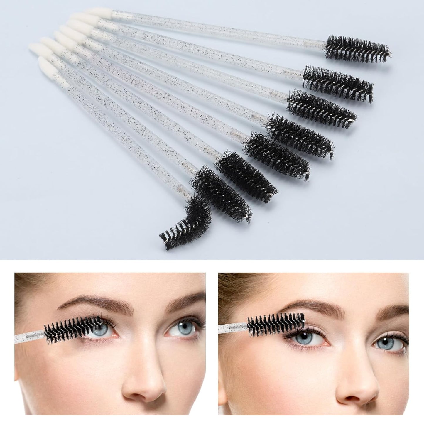 500 Pcs Dual Ended Eyelash Brush Lip Brush, Black Disposable Mascara Wands Lipstick Applicator, Portable Makeup Brush for Eyebrow, Lip
