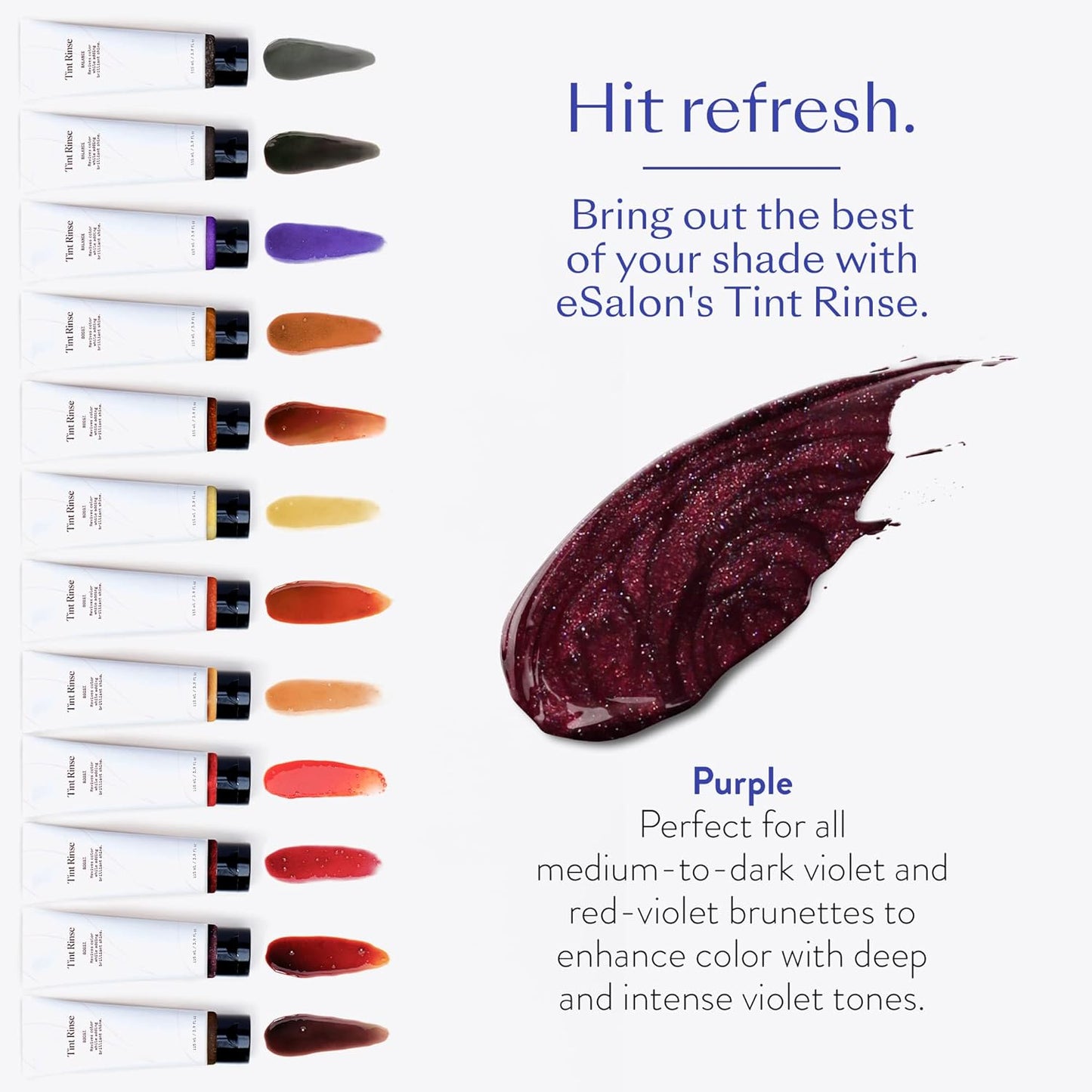 eSalon Color Depositing Hair Color Booster Treatment - Tint Rinse Hair Toner & Enhancer - Professional-Grade Mask - Apply with Shampoo & Conditioner (Purple)