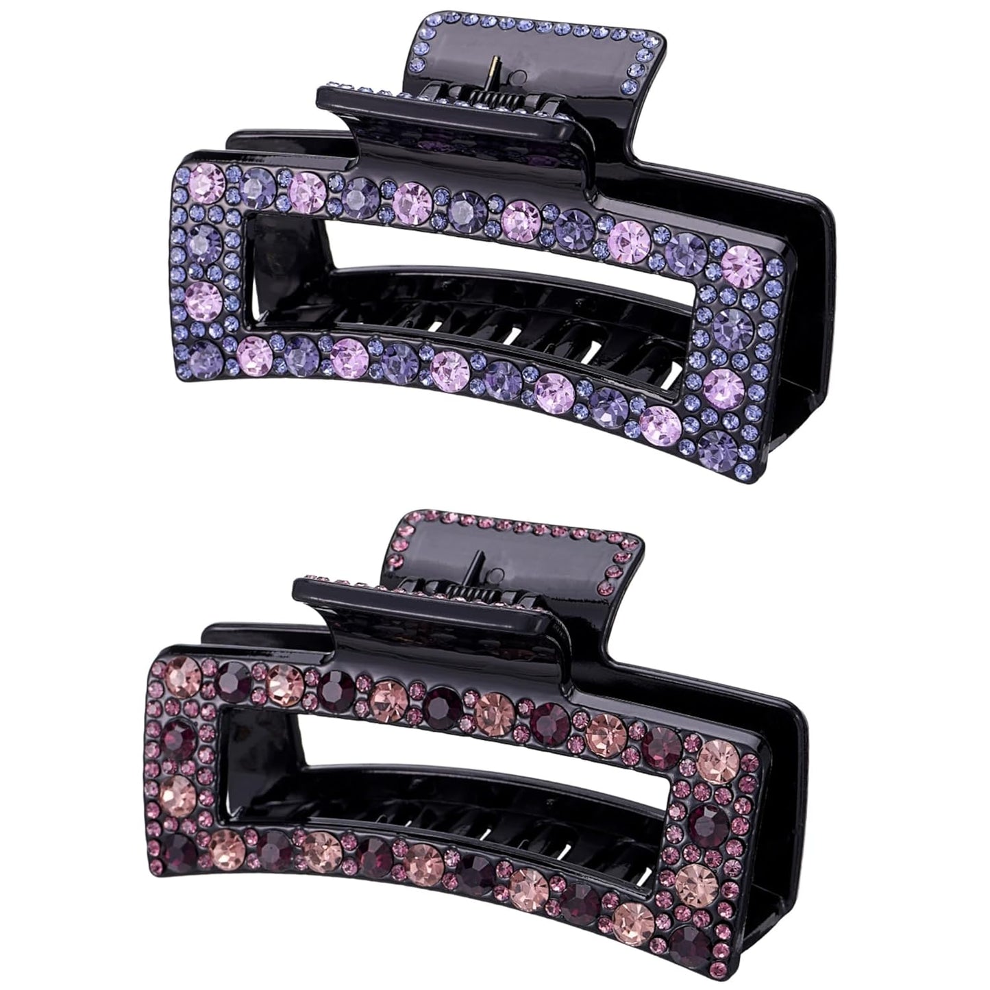 Rhinestone Acrylic Hair Claw Clips for Women, Vintage Crystal Large Bling Jaw Clamps Luxury Elegant Plastic Hair Clip with Strong Hold for Thin Thick Hair Fashion Wedding Party Accessories（2 Pack)