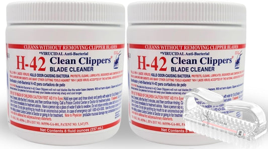 H-42 Clean Clippers Blade Cleaner with Brush - Jar 8oz (2 Pack)