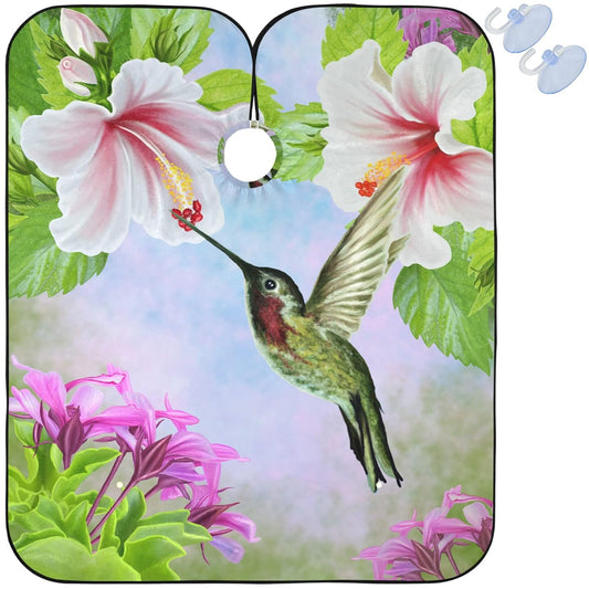 visesunny Barber Cape Spring Flower Bird Polyester Hair Cutting Salon Cape Apron Anti-Static Haircut Water-Resistant Shaving Cloth Beard Shaving Bib Hairdressing Cape