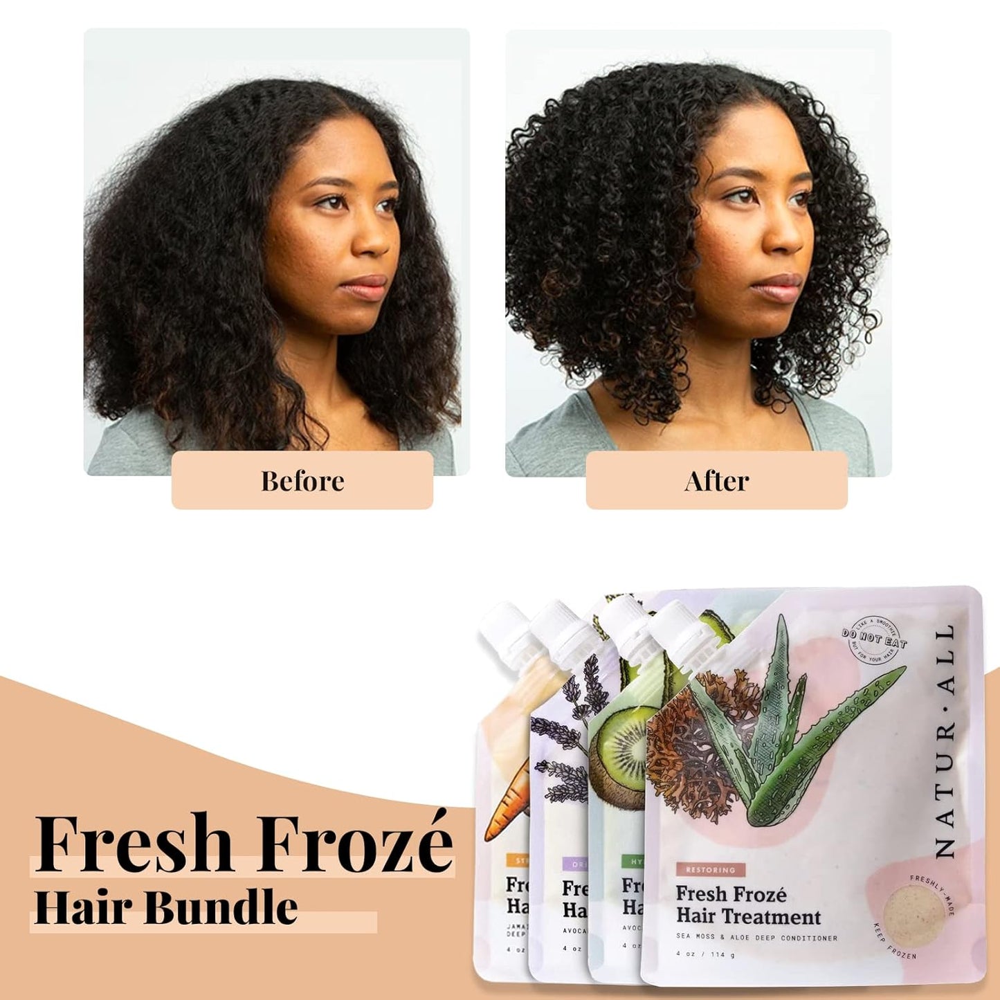 NaturAll Fresh Froze Hair Treatment-Deep Conditioner for Dry Damaged Hair–for All Hair Types-Deep Conditioning Hair Mask, Nourishing Formula for Soft & Moisturized Hair–Bundle of 4 (4 Oz. Each)