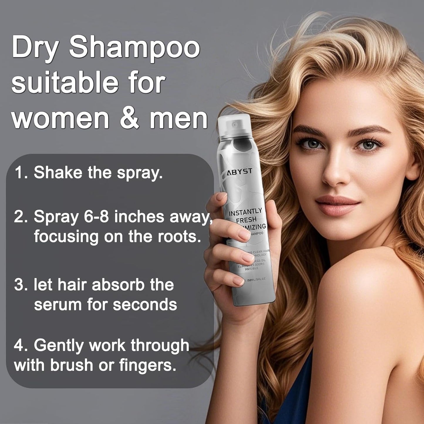 BENIX Dry Shampoo for Women & Men- Volumizing Spray for All Hair | Invisible Formula, Instantly Fresh & No White Residue | Natural Dry Shampoo Powder with Rice Starch (5 Oz)