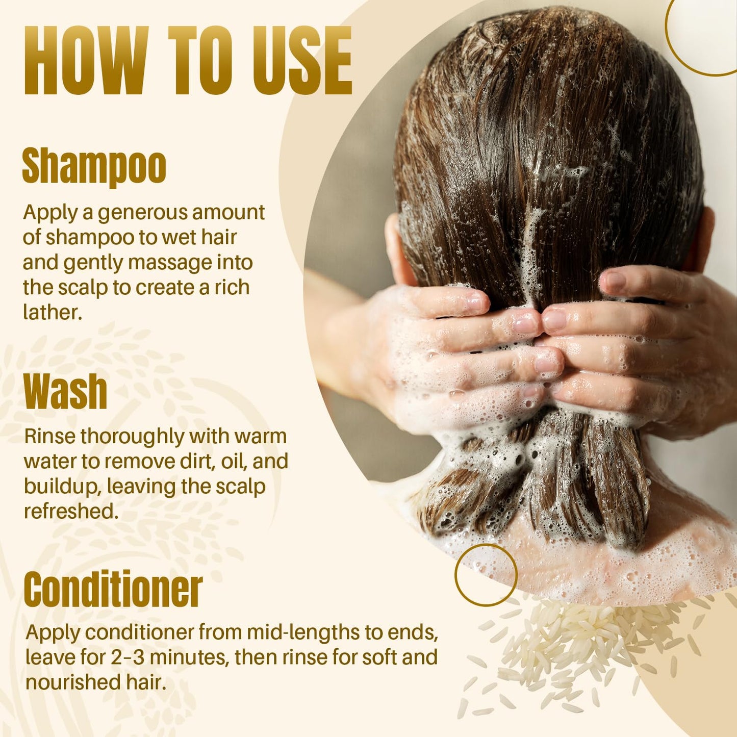 Rice Water Shampoo and Conditioner Set - Ultra-Nourishing Hair Care Set, Promotes Growth, Revitalizes Shine, and Shields from Damage - Infused with Essential Oils - 16 fl oz Each