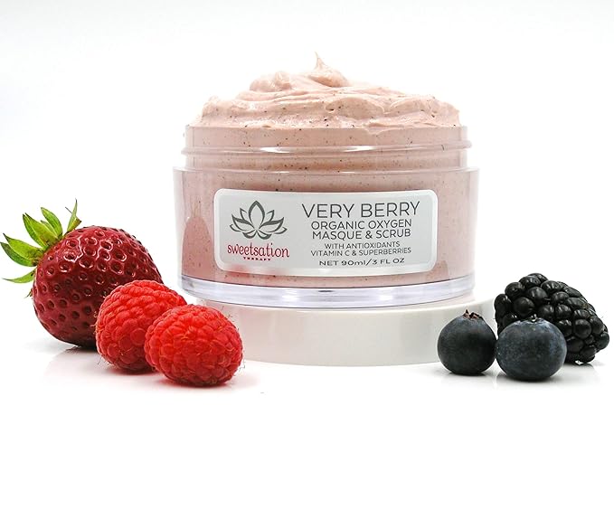 Sweetsation Therapy/Yunasence, Very Berry Oxygen Exfoliating Mask & Scrub w/Vitamin C, Enzymes & Superberries. Rejuvenating, Hydrating, Purifying.
