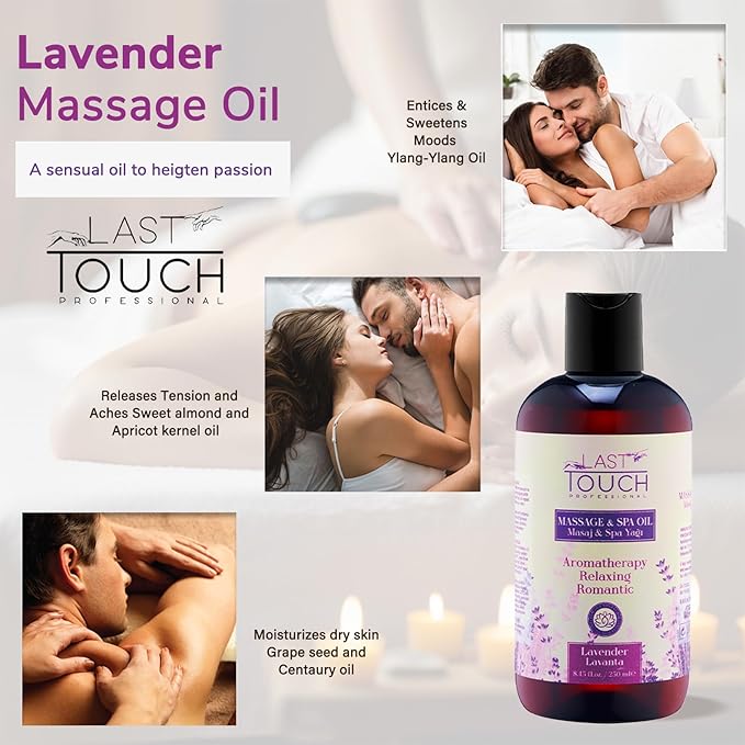 Lavender Sensual Massage Oil for Couples Sexual - Massage Oils for Date Night - Massage Oil for Massage Therapy - Aromatherapy Oil for Intimate Moments - Aphrodisiac Oil - 8.45 Fl Oz