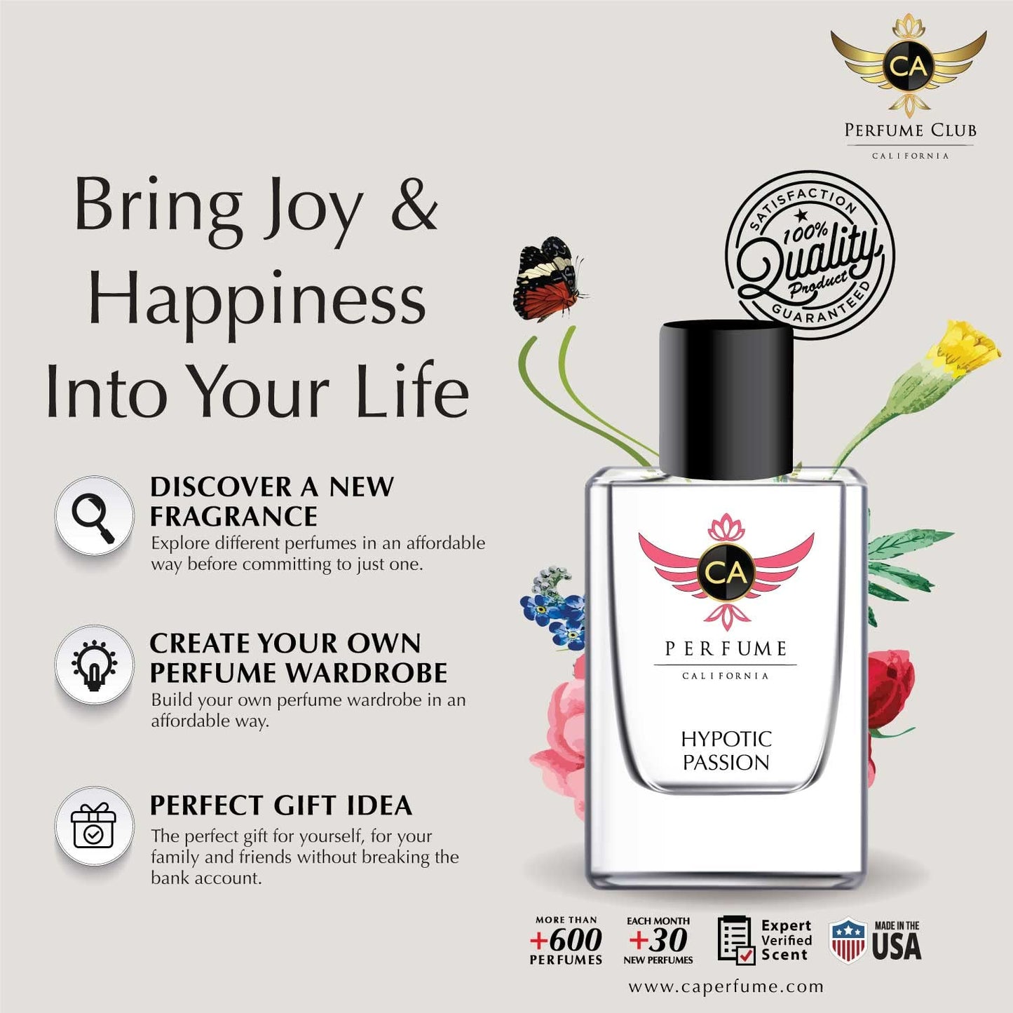 CA Perfume Impression of Perfume No1 for Women Floral Fragrance Long Lasting Perfumes for Women Eau De Parfum 1.7 Fl Oz 50ml