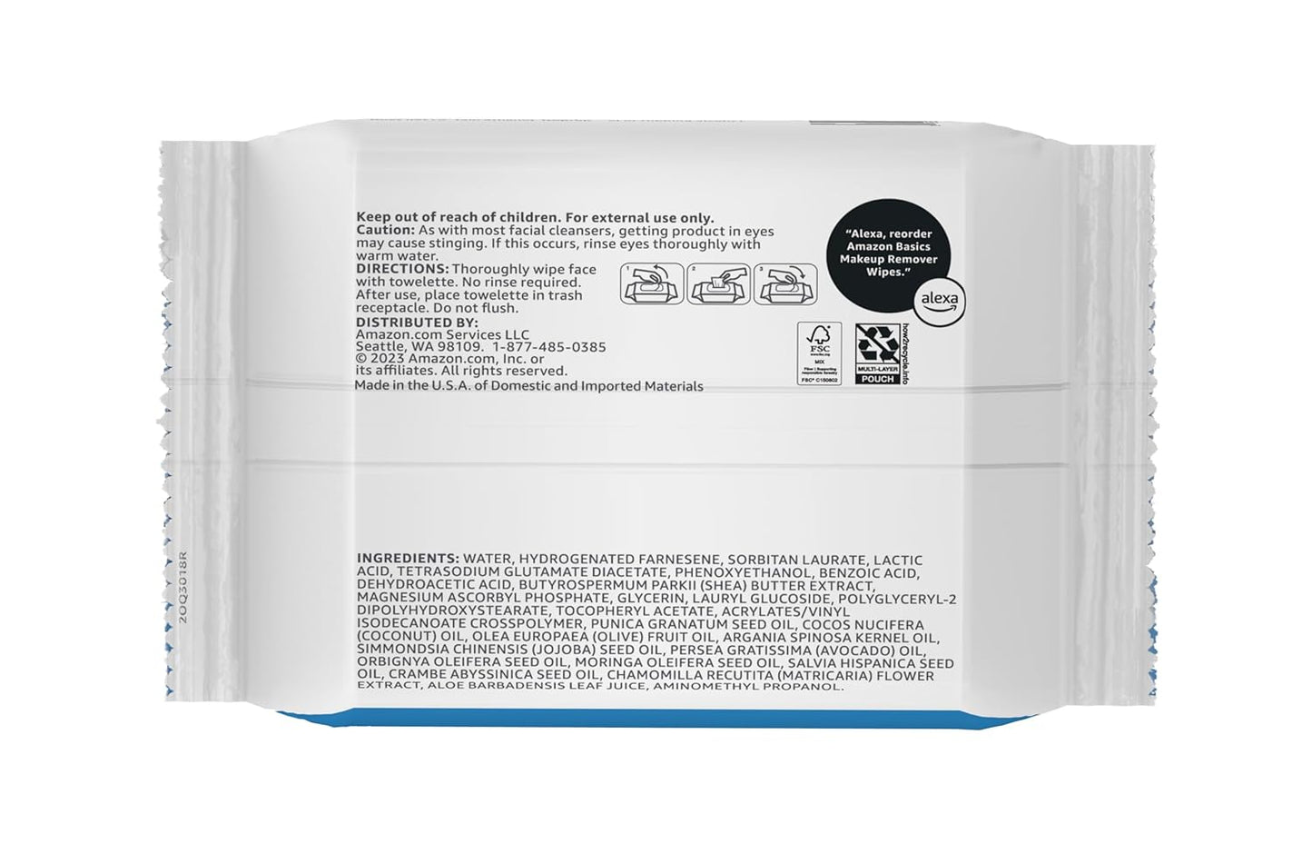 Amazon Basics Makeup Remover Wipes, Gentle Cleansing, Dermatologist Tested, Fragrance-Free, Plant Based, Alcohol-Free, Removes Waterproof Mascara, 25 Count Per Pack, Pack of 1