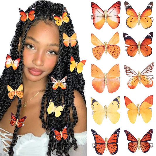 BARTOSI Butterfly Hair Clips Yellow Butterflies Hair Barrettes Cute Alligator Hair Accessories for Women (Pack of 10)