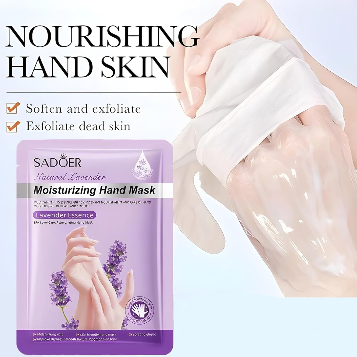 Chicwe 6 Pairs of Hand Masks Moisturizing Glove, Hydrating Hand Masks for Dry Peeling Hands, Exfoliating Collagen Gloves for Smooth Hands (Lavender)