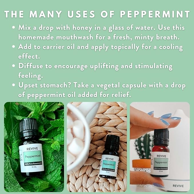 Peppermint Essential Oil by Revive Essential Oils - 100% Pure Therapeutic Grade, for Diffuser, Humidifier, Massage, Aromatherapy, Skin & Hair Care