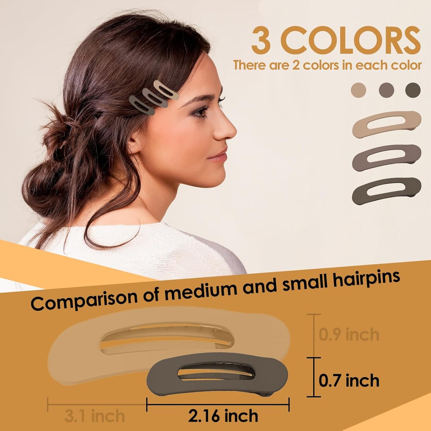 Small Flat Hair Clips for Women Lay Down Clips for Thin Hair Accessories 6pack