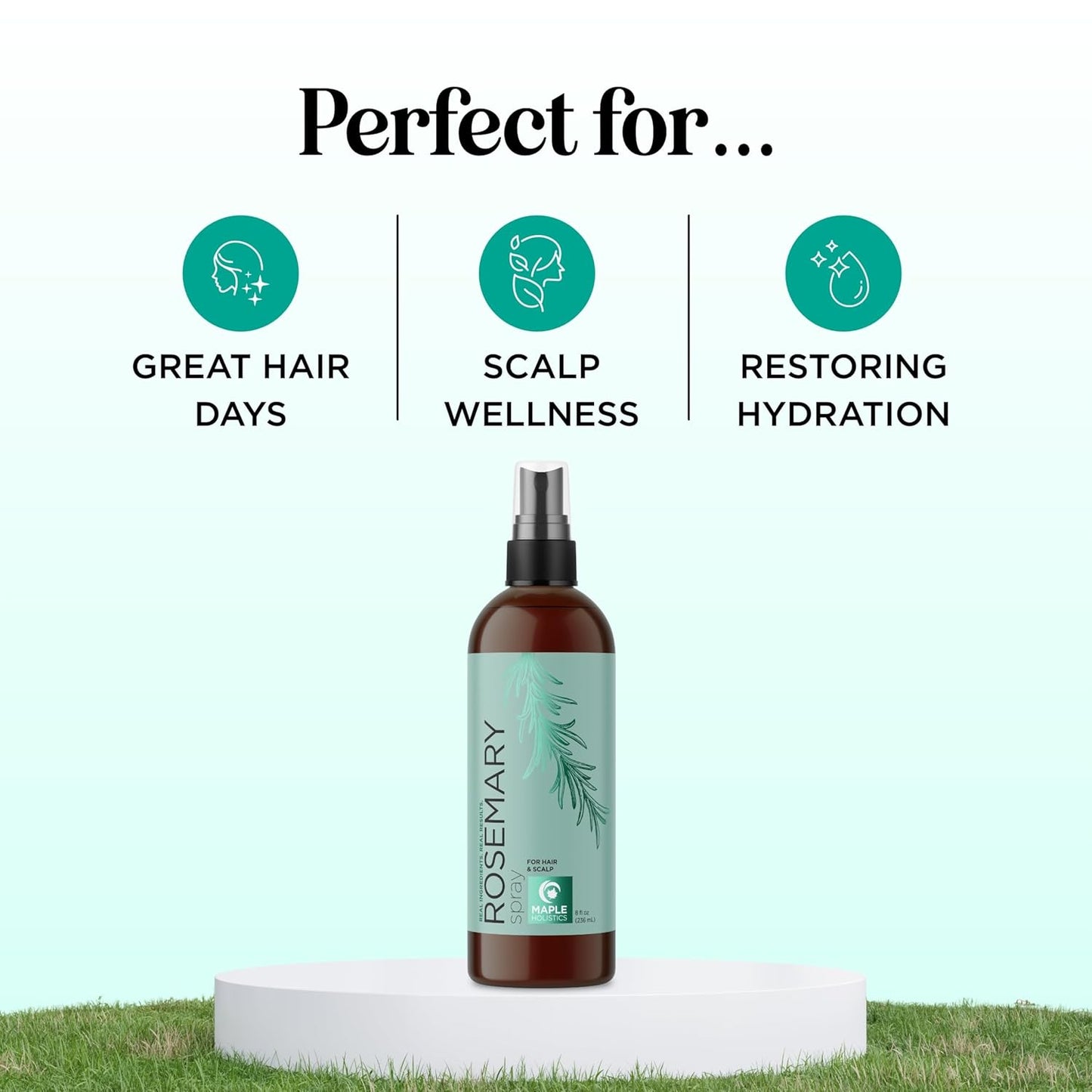 Rosemary Water Spray for Hair & Scalp - Biotin Rosemary Rice Water Spray with Nourishing B Vitamins Ginseng Extract and Peppermint Oil - Dry Hair & Scalp Treatment - Vegan & Cruelty-Free (8 Fl Oz)