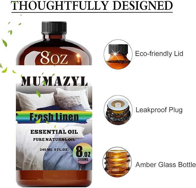 Fresh Linen Essential Oil, Fresh Linen Oil 8 Fl Oz 240ML for Diffuser Humidifier Yoga Cleaning DIY Candle Soap Making Fragrance Oils