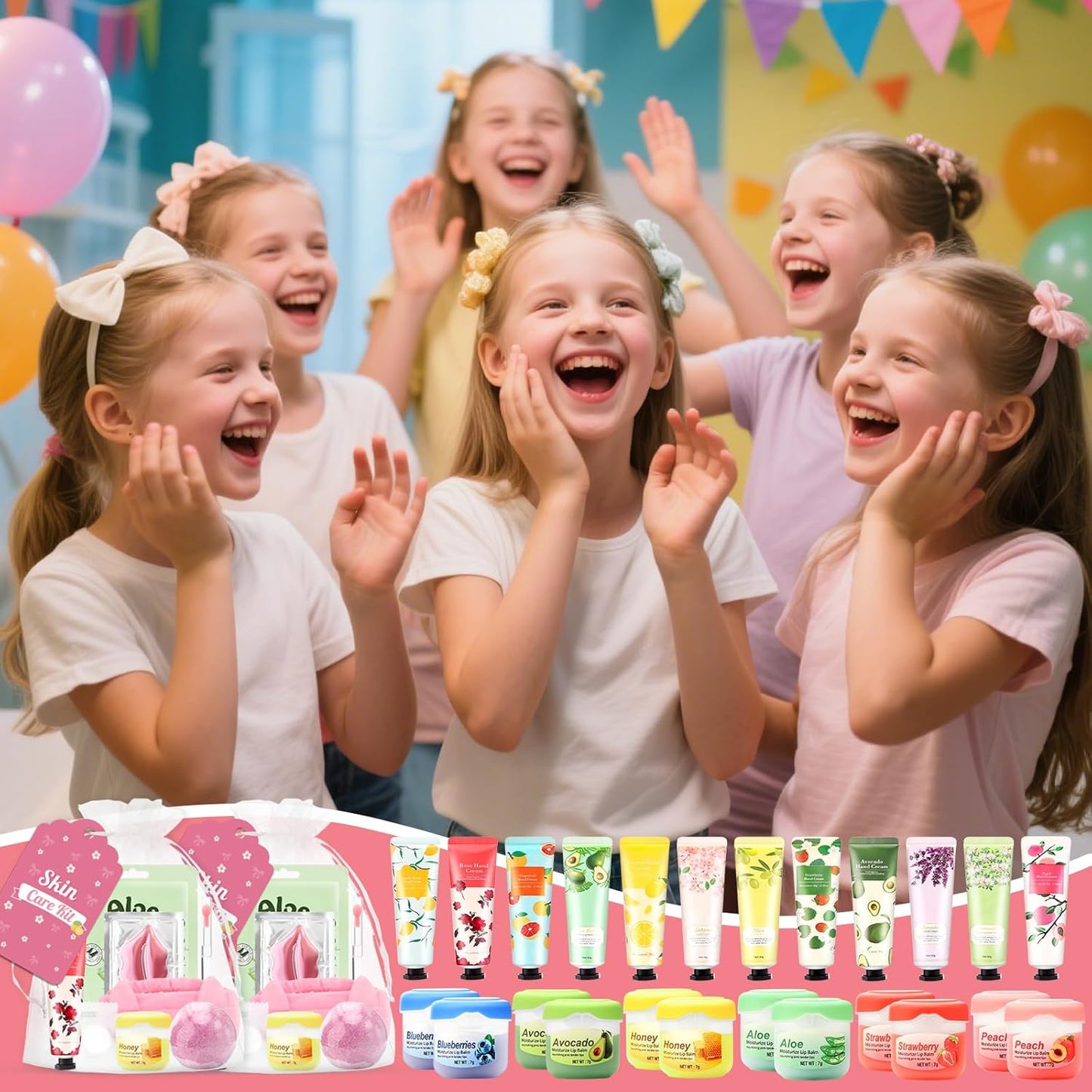 132 PCS Spa Party Supplies for Girls, Spa Party Favors Include Face Masks Skincare, Hand Cream, Lip Balm, Under Eye Patches, Lip Mask and Foot Bath Bombs, Spa Birthday Sleepover Party Supplies
