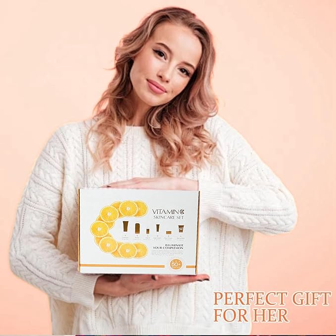 Vitamin C Skin Care Set, Beauty Skincare Set For Women - Complete Skin Care Coreano Kit, Birthday Gifts Set For Teens, 6 In 1 Skin Care Routine Kit For Women, Facial Kit Skincare Gift Set