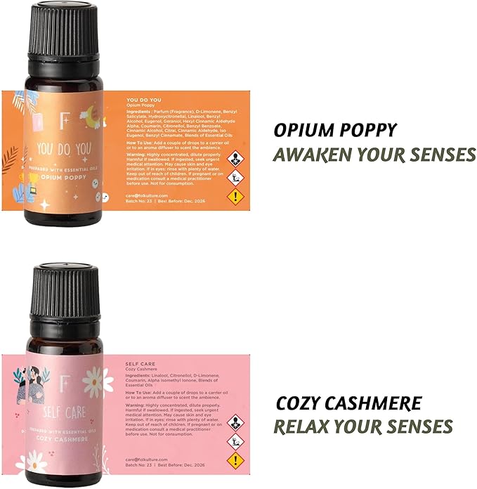 Folkulture Essential Oils for Diffuser | Essential Oils Set of 6 Fragrances | Diffuser Oil Scents for Home | Oils Diffuser Essential Oil | Fragrance Oils for Diffusers - Green Tea, Ocean Salt