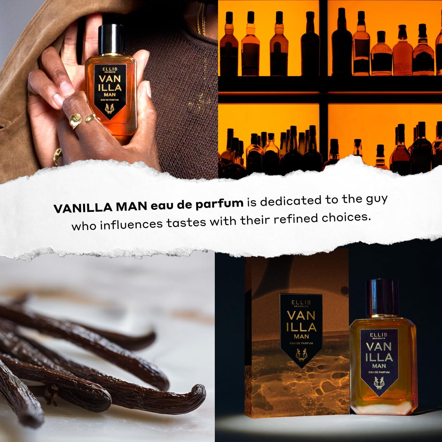 Ellis Brooklyn VANILLA MAN Eau de Parfum for Men 1.7oz / 50ml – Warm Spicy Fragrance with Vanilla Absolute, Bergamot, Clary Sage & Cedarwood – Warm, Rich, Modern Scent