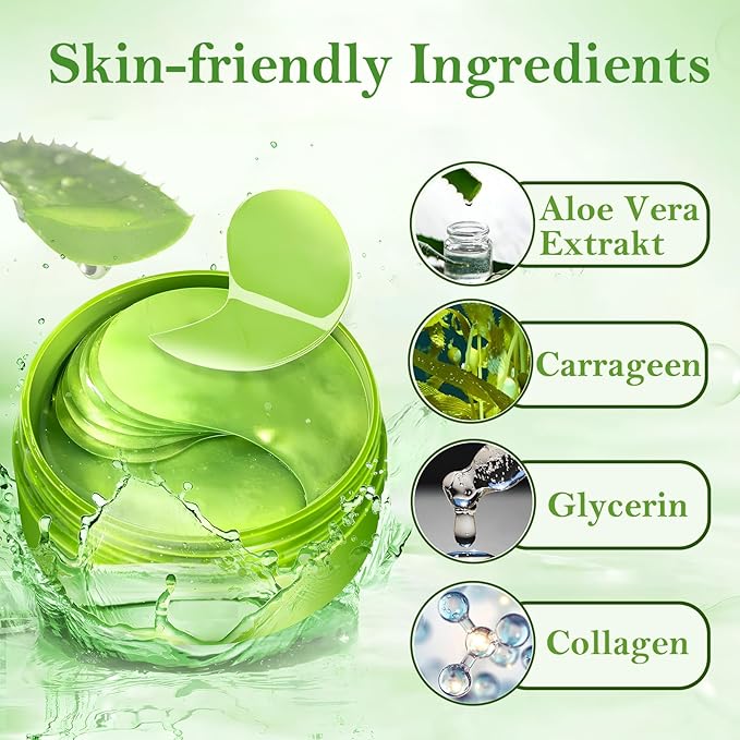 Under Eye Mask - 60 PCS Under Eye Patches, Hydrating Eye Gel Pads for Puffy Eyes, Dark Circles, Eye Bags, Puffiness, Fine Lines and Wrinkles with Pure Natural Extracts Undereye Jelly Mask (Aloe Vera)