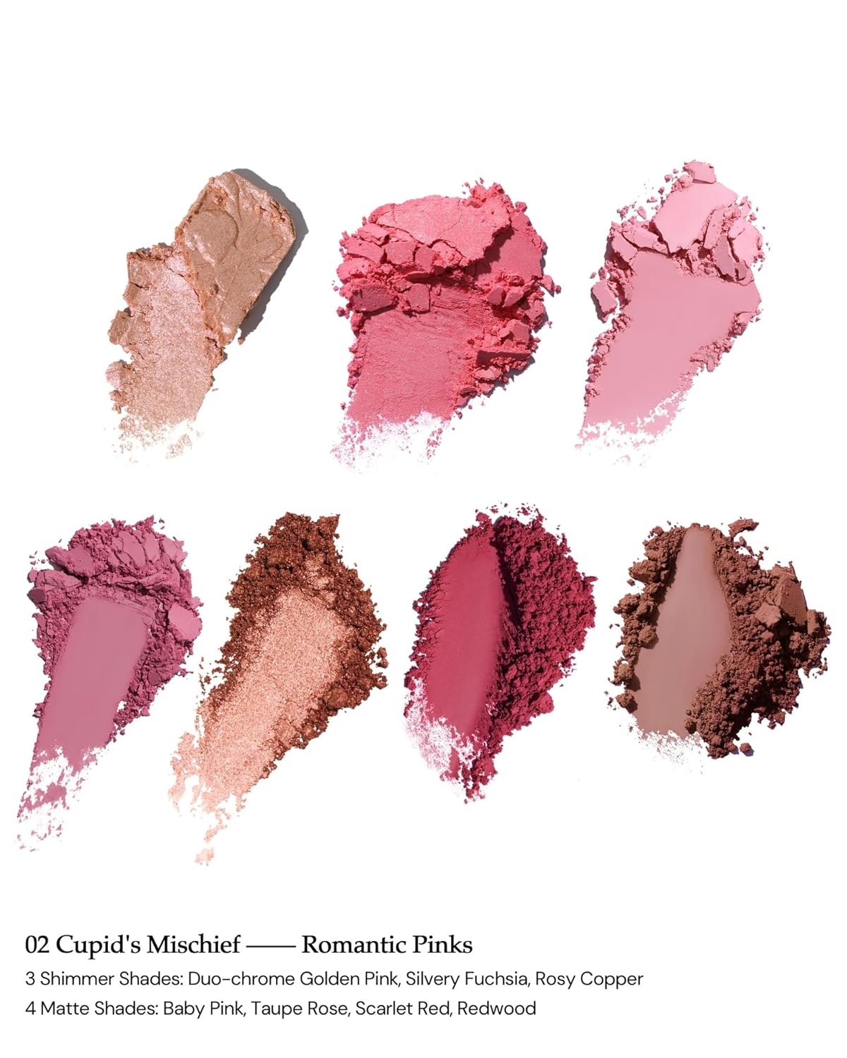 Flower Knows Strawberry Cupid Makeup Palette,Eyeshadow,Blush,Highlighting & Contour All-in-One Face Makeup Palette with 4 Matte+3 Shimmer Pink Shades(S02 Cupid's Mischief,0.49 Oz)