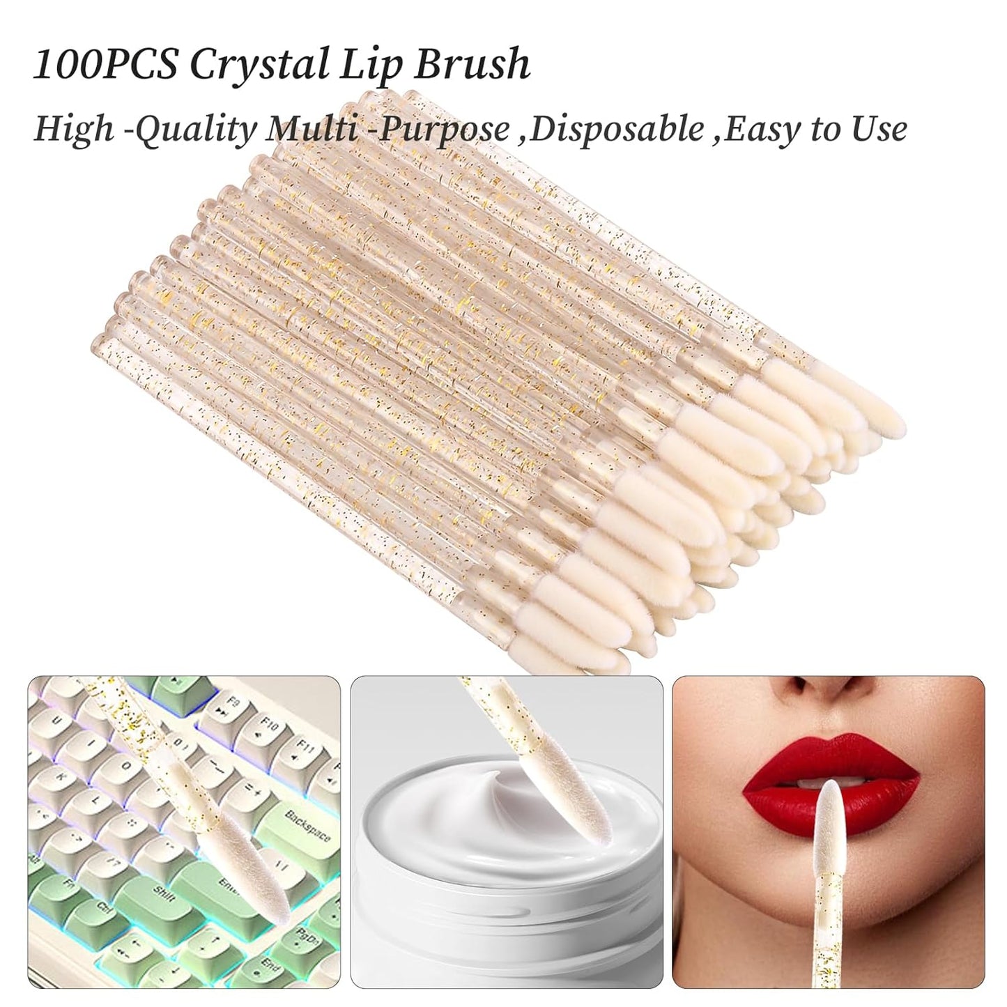 300 Pack Disposable Spoolies Brushes Sets Mascara Wand Lip Brushes Bamboo pole-shaped Handle Cotton Swab for Eyebrow Eyelash Extension Tattoo Lipstick Applicator(Yellow)