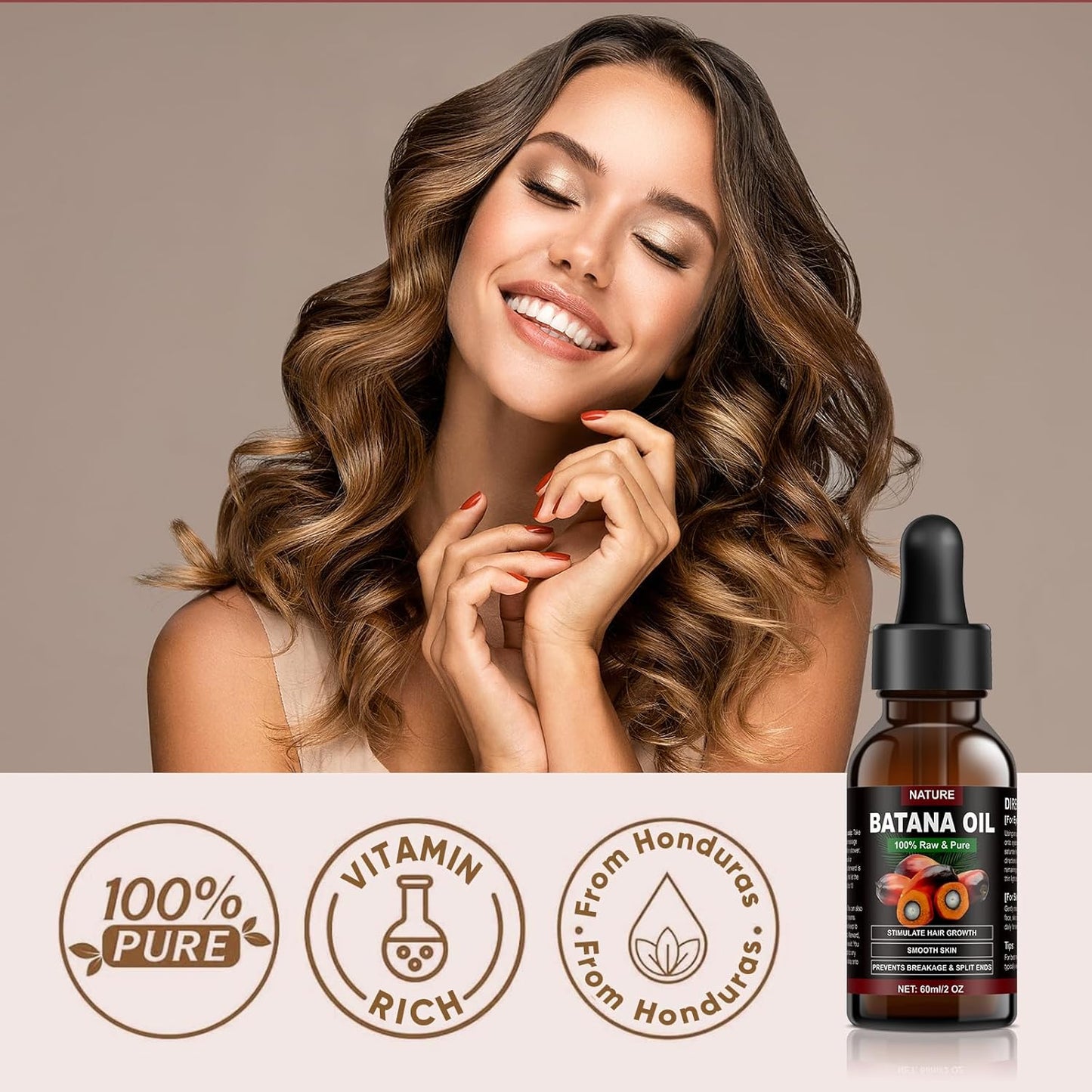 Batana Oil for Hair Growth - Organic Batana Oil for Hair Growth All Types from Honduras, Hair Growth Oils for Growth & Treatment|Enhances Radiance & Nourishment Hair Oil