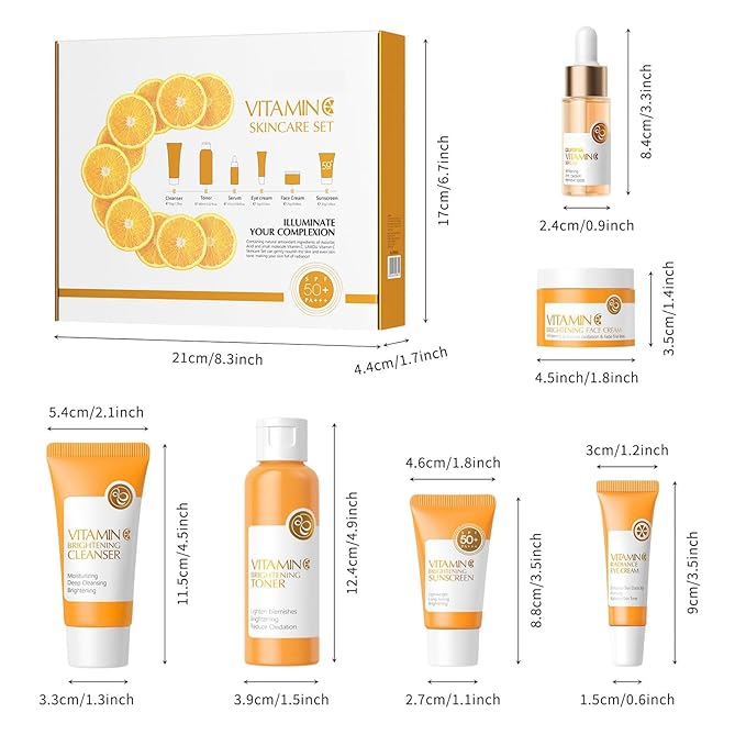 Vitamin C Skin Care Set, Beauty Skincare Set For Women - Complete Skin Care Coreano Kit, Birthday Gifts Set For Teens, 6 In 1 Skin Care Routine Kit For Women, Facial Kit Skincare Gift Set