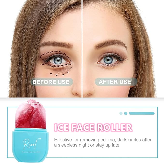 Ice Face Roller & Gua Sha,Face Massager,Facial Beauty Ice Roller Skin Care Tools,Skin Care Products-for Face&Eyes,Remove Fine Lines,Shrink Pores,Reduce Acne and Lubricate The Skin. (Blue)