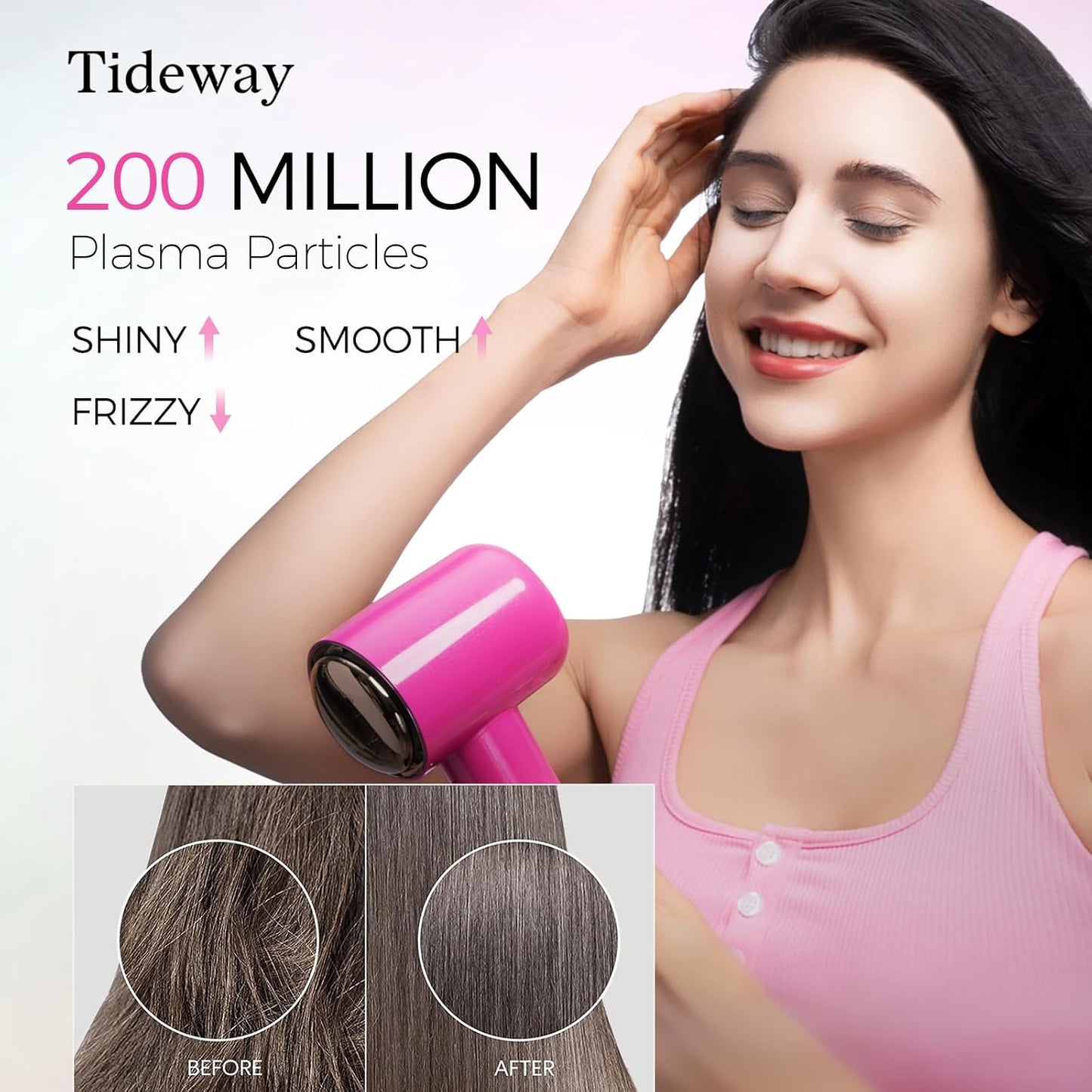 Tideway Hair Dryer, Blow Dryer with Diffuser High-Speed Plasma Ionic Low Noise for Fast Drying, Travel Hair Dryer for Women and Man, Curly/Wavy & Long/Thick Color-Treated Hair H11