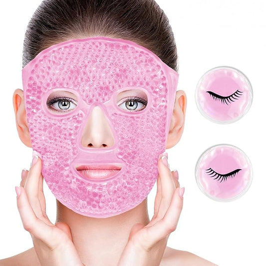 Cold Face Eye Masks Ice Face Mask Hot Cold Compress For Dark Circles, Puffiness, Migraines, Headache, Stress, Redness, Cooling Face Masks For Women Man, Skin Care