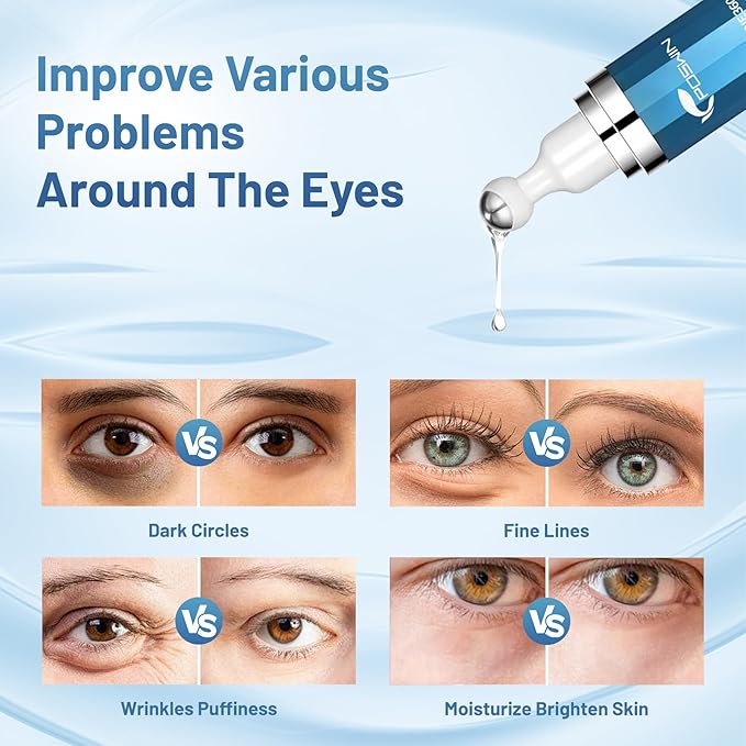 Caffeine Eye Serum for Dark Circles - Under Eye Cream,Moisturizing Serum for Dark Circles, Puffiness & Fine Lines, Eye Cream with 360° Eye Roller Massage Ball, 0.5 fl oz