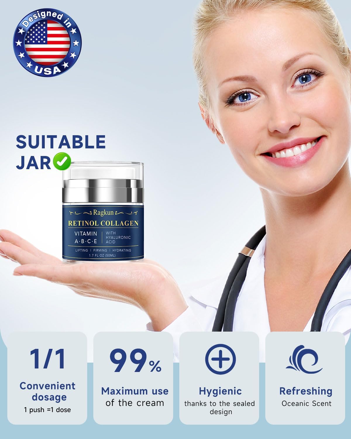 Retinol Cream for Face, Collagen Neck Creams for Tightening and Firming, Anti Aging Day & Night Facial Moisturizer for Women & Men, Instant Face Lift Wrinkle Cream 2-Pack