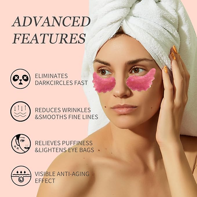 MOND'SUB Under Eye Mask - 6 Pairs Orange Crystal Eye Mask for Sleeping- Puffy Eyes Dark Circles Treatments with Hyaluronic Acid, Reduce Under Eye Bags and Smooth Wrinkles, Brighten (Cranberry)
