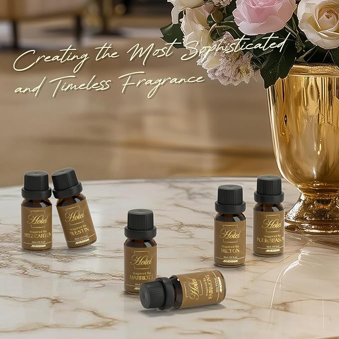 Hotel Diffuser Oils Gift Set - Luxury Hotel Scents Fragrance Oil Set, Essential Oils for Diffuser - Inspired by Ritz Carlton, Westin, Marriott, Fairmont, Hilton, Four Seasons, Gift for Women and Men